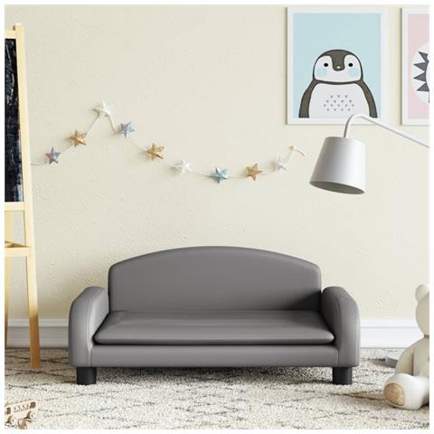 Divano Per Bambini Grigio 70x45x30 Cm In Similpelle - Foto 1