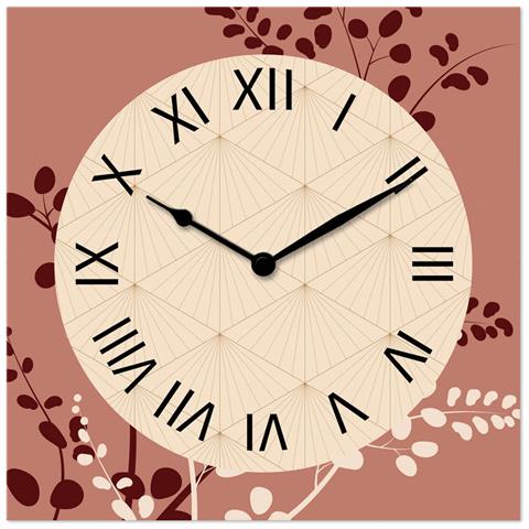 Orologio Da Parete In Legno Ecologico, Con Stampa Japanese Style Red, 30x30 Cm, Made In Italy, Movimento A Quarzo, Alimentato A Batteria Non Inclusa, Adatto A Tutti Gli Stili Di Casa - Foto 1