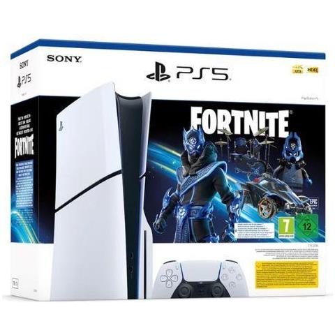 PS5 Console 1TB Standard Slim White Cobalt Star Fortnite Bundle ITA - Foto 1