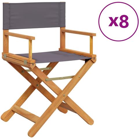 Sedie da Giardino Pieghevoli 8 pz Grigio Scuro in Tessuto - Foto 1