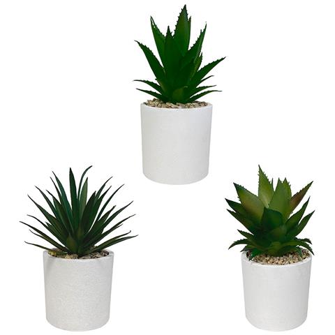 Set Di 3 Piante Artificiali, Vaso Bianco, Misura 16 Cm - Foto 4