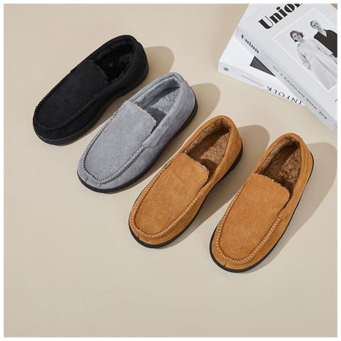 Pantofole Da Uomo In Pelle Scamosciata Nera - Taglia 46-47 M - Foto 2