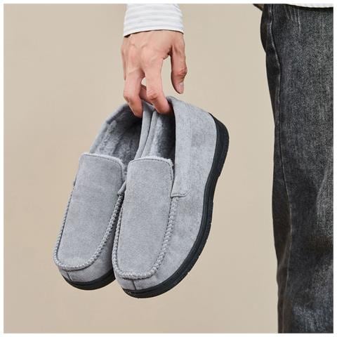 Pantofole Da Uomo In Pelle Scamosciata Nera - Taglia 46-47 M - Foto 4