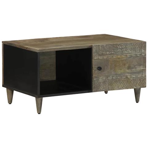 Tavolino Da Salotto Grigio Chiaro 80x50x40 Cm Legno Di Mango - Foto 1