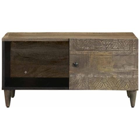 Tavolino Da Salotto Grigio Chiaro 80x50x40 Cm Legno Di Mango - Foto 2