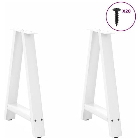 Gambe Tavolino Da Caffè A A 2pz Bianco 50x(72-73) Cm Acciaio - Foto 3