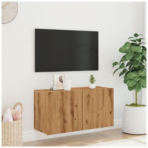 Mobile Tv A Parete Rovere Artigianale 80x30x41 Cm - Foto 3
