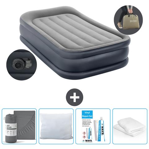 Set Materassino Gonfiabile - 191x99x42 Cm - Grigio - Include Accessori Coordinati - Foto 1