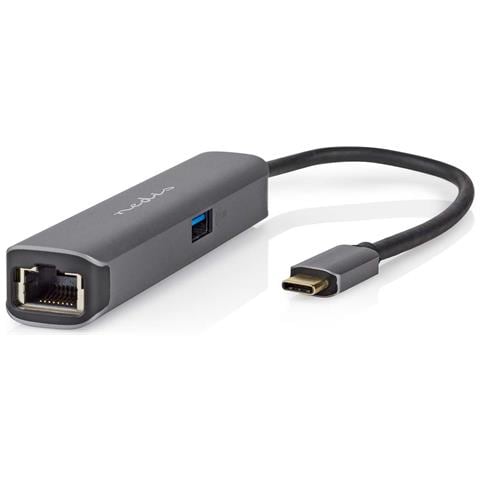 Hub Usb-c 4-in-1 A Rj45 Femmina / Usb-a / Usb-c Femmina / Hdmi 4k 5gbps 0,2m, Nero - Foto 1