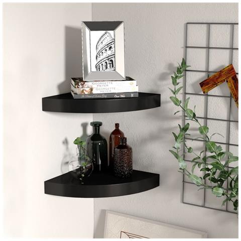 Scaffali Angolari A Parete 2 Pz Neri 25x25x3,8 Cm In Mdf - Foto 8