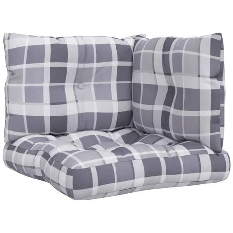 Cuscini Per Pallet 3 Pz Grigi A Quadri In Tessuto - Foto 1
