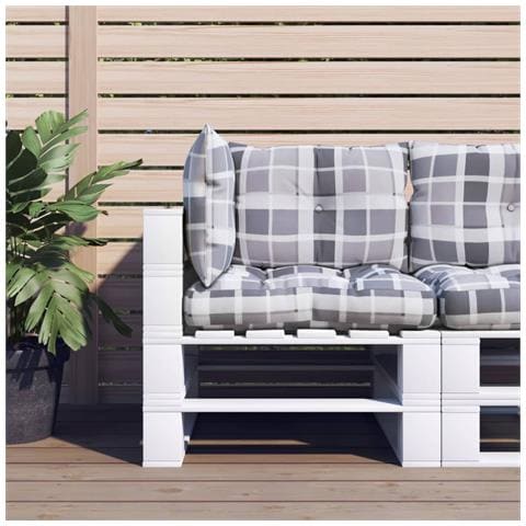 Cuscini Per Pallet 3 Pz Grigi A Quadri In Tessuto - Foto 8