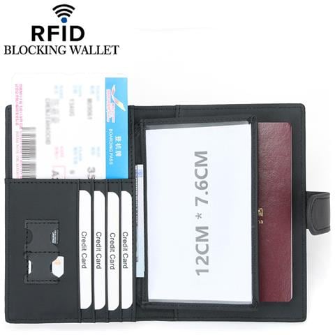 Portafoglio Per Passaporto Rfid In Vera Pelle - Portafoglio Da Viaggio Sicuro - Foto 2