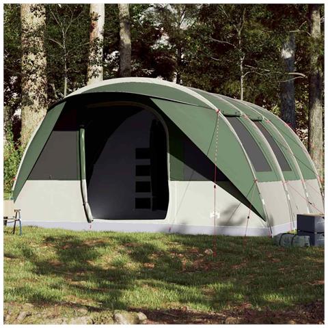 Tenda Familiare a Tunnel per 7 Persone Verde Impermeabile - Foto 1