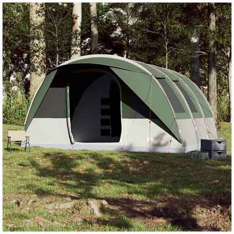 Tenda Familiare a Tunnel per 7 Persone Verde Impermeabile - Foto 2