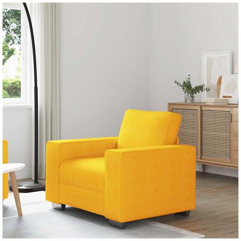 Divano Sedia Giallo Chiaro 60 cm in Tessuto di Velluto a Coste - Foto 2