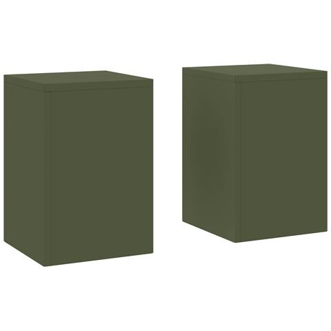 Supporti per Piante da Esterno Pilastro 2 pcs Verde Oliva 24x24x35 cm Acciaio - Foto 1