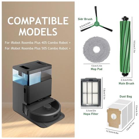 Kit Di Ricambio Compatibile Con Irobot Roomba Plus 405: Spazzole, Filtri, Panni E Sacchetti - Foto 2