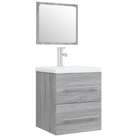 Mobile Bagno e Lavabo Integrato Grigio Sonoma Legno Multistrato - Foto 1