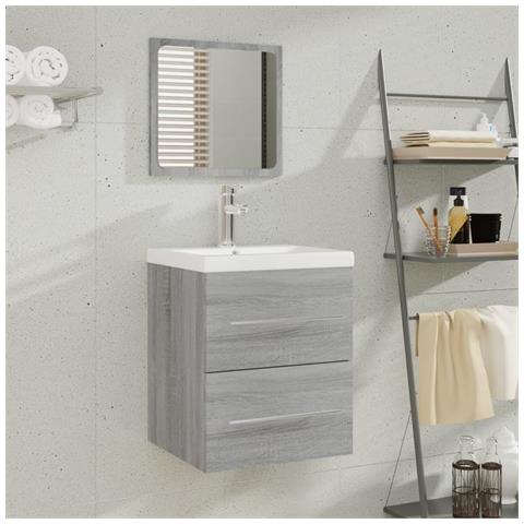 Mobile Bagno e Lavabo Integrato Grigio Sonoma Legno Multistrato - Foto 2