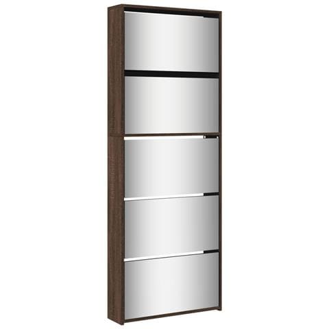 Scarpiera con Specchio a 5 Livelli Rovere Marrone 63x17x169,5cm - Foto 1