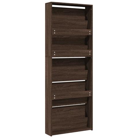 Scarpiera con Specchio a 5 Livelli Rovere Marrone 63x17x169,5cm - Foto 9