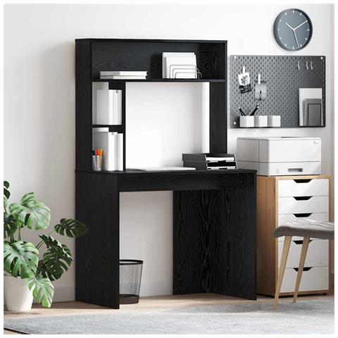 Scrivania Rovere nero 91 x 50 x 149 cm Legno multistrato - Foto 2