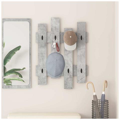 Appendiabiti a muro Grigio cemento 60 x 3 x 82 cm - Foto 2