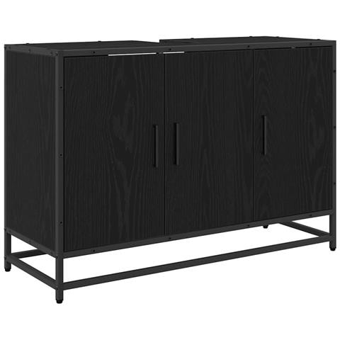 Armadio per Lavabo da Bagno Rovere nero 90 x 33 x 60 cm - Foto 1