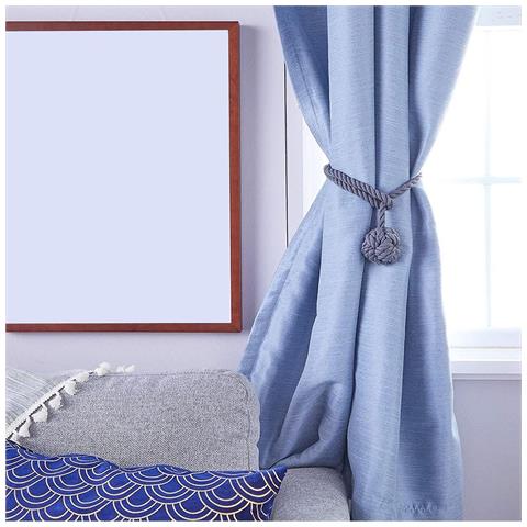 Fermacorda Per Tende In Corda Di Cotone Fatti A Mano Con Sfera - Set Di 2, Stile Nordico Grey - Foto 5