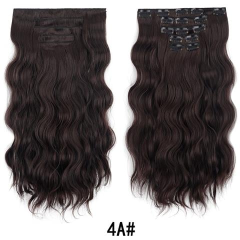 Extension Capelli Ondulate Lunghe Con Clip - Parrucca Nera In Fibra Ad Alta Temperatura - Foto 1
