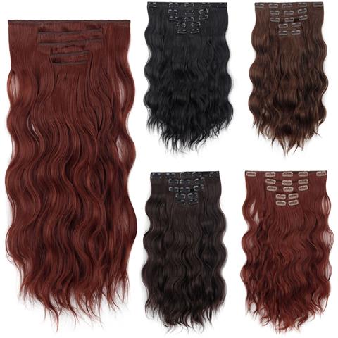 Extension Capelli Ondulate Lunghe Con Clip - Parrucca Nera In Fibra Ad Alta Temperatura - Foto 4