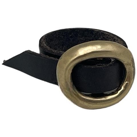 Anello In Pelle Marrone E Fibbia In Oro - Foto 2