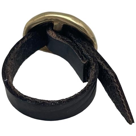 Anello In Pelle Marrone E Fibbia In Oro - Foto 4