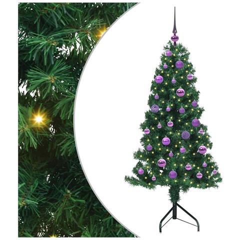 Albero di Natale Artificiale Angolare con 150 LED Verde 150 cm - Foto 1