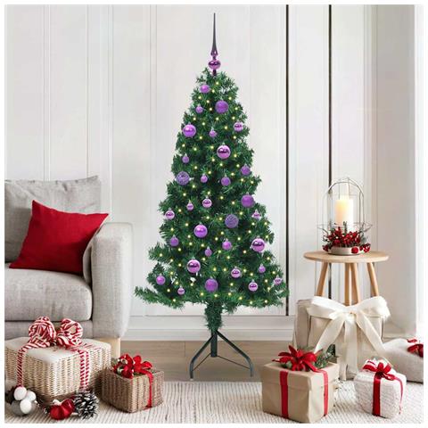 Albero di Natale Artificiale Angolare con 150 LED Verde 150 cm - Foto 2