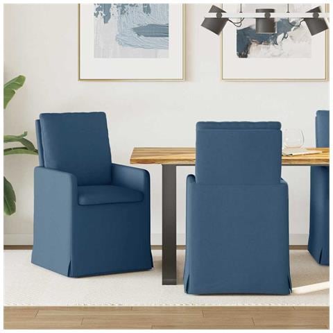 Sedie da pranzo 2 pcs Blu 57 x 67 x 98 cm Tessuto - Foto 2