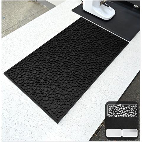 Tappetino Isolante Antiscottatura In Silicone Con Motivo A Chicchi Di Caffè, Tappetino Scolapiatti Per Bancone Bar Black - Foto 2