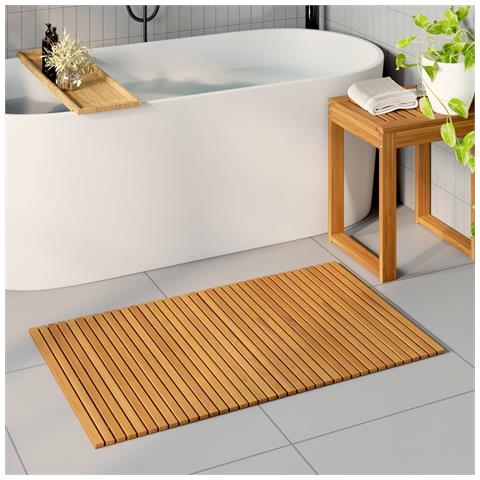 Tappeto da bagno Marrone 100 x 60 cm Legno di Acacia Massello - Foto 2