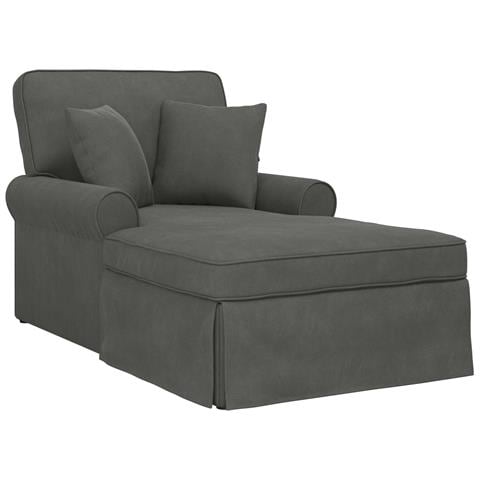 Chaise Longe con Gonna 3 pcs Grigio scuro Tessuto in Cords - Foto 1