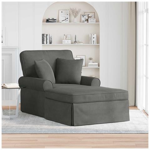 Chaise Longe con Gonna 3 pcs Grigio scuro Tessuto in Cords - Foto 2