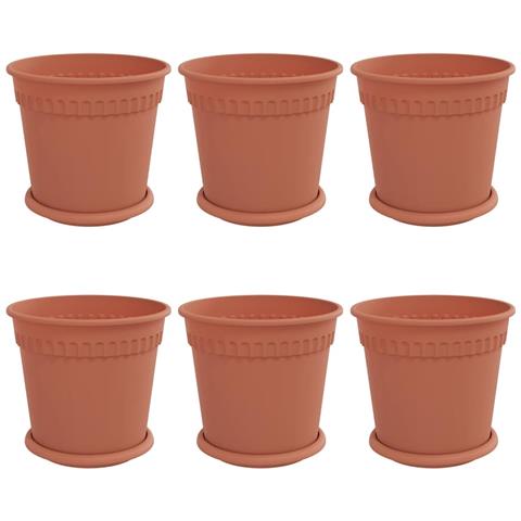 Vasi per Piante 6 pcs Rosso Mattone Ø 19 x 16 cm Plastica - Foto 1