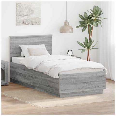 Struttura del letto Grigio Sonoma 70 x 190 cm Legno multistrato - Foto 2