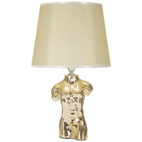 Lampada Da Comodino Glam Man In Ceramica Dorata Con Base Torso Maschile - Foto 1