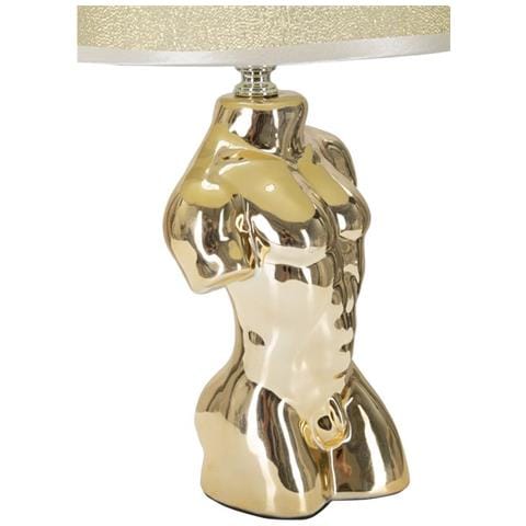 Lampada Da Comodino Glam Man In Ceramica Dorata Con Base Torso Maschile - Foto 2