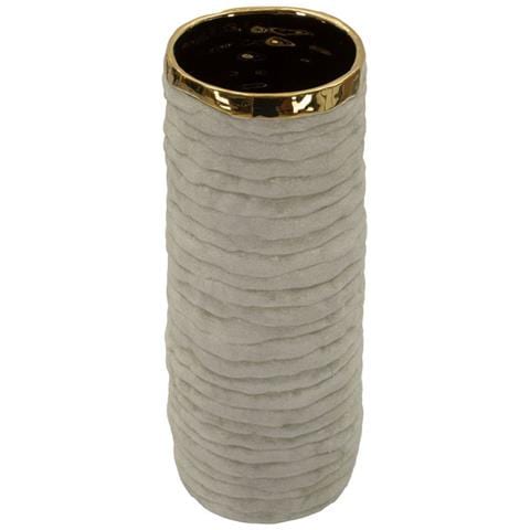 Vaso Lima Open Alto In Ceramica Grigia Con Dettagli Oro - Foto 2