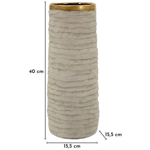 Vaso Lima Open Alto In Ceramica Grigia Con Dettagli Oro - Foto 6