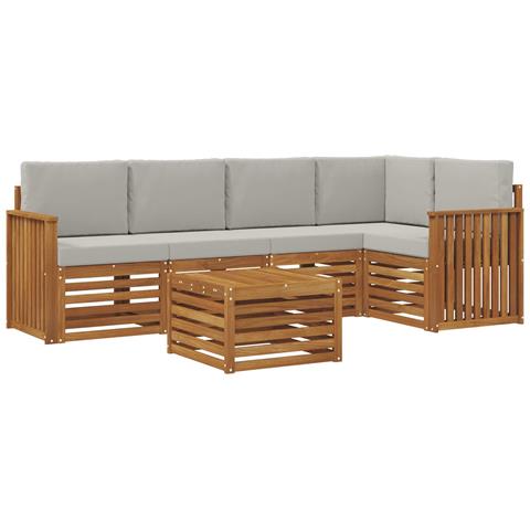 Set divani con cuscino 6 pcs Grigio Naturale e Chiaro - Foto 1
