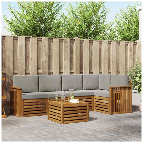 Set divani con cuscino 6 pcs Grigio Naturale e Chiaro - Foto 2