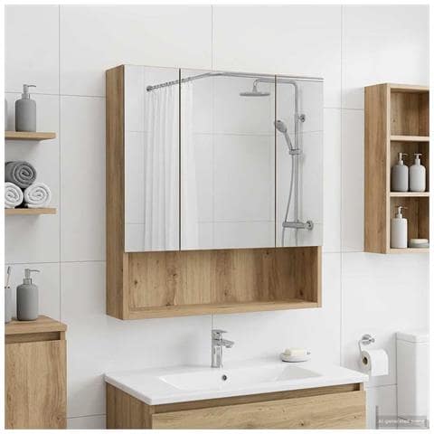 Mobiletto per specchio da bagno con porta Rovere Artigianale - Foto 2